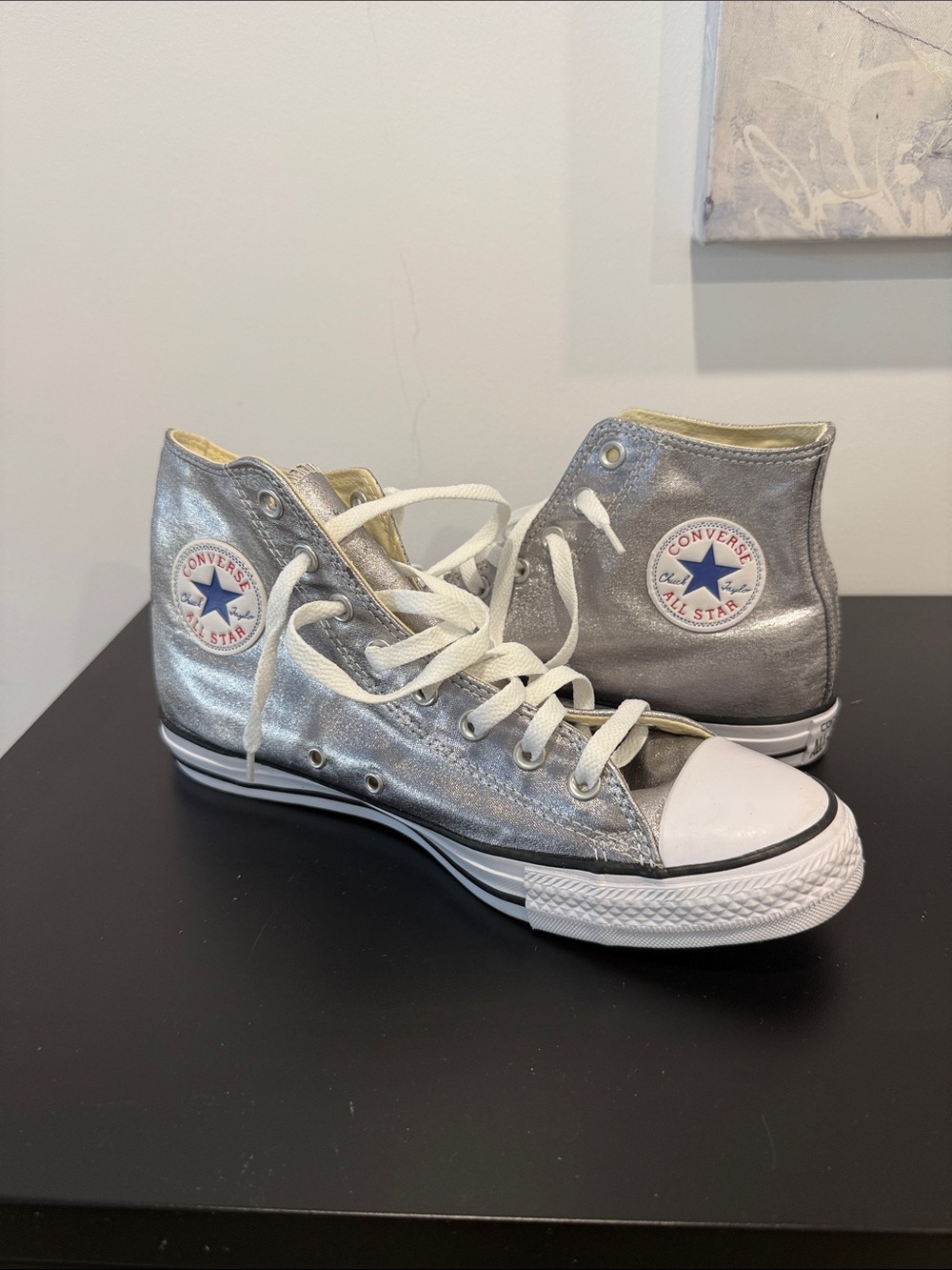 Converse Silver Metallic High Top Sneakers